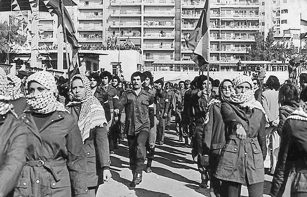 Fedayeen der Al Fateh bei einer Kundgebung in Beirut, Libanon, 1979